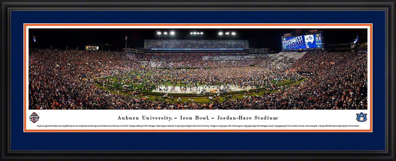 Auburn Football Iron Bowl 2017 - Premium College Sports Poster, Framed Wall Art & Decor for Game Room, Man Cave - Blakeway Panoramas