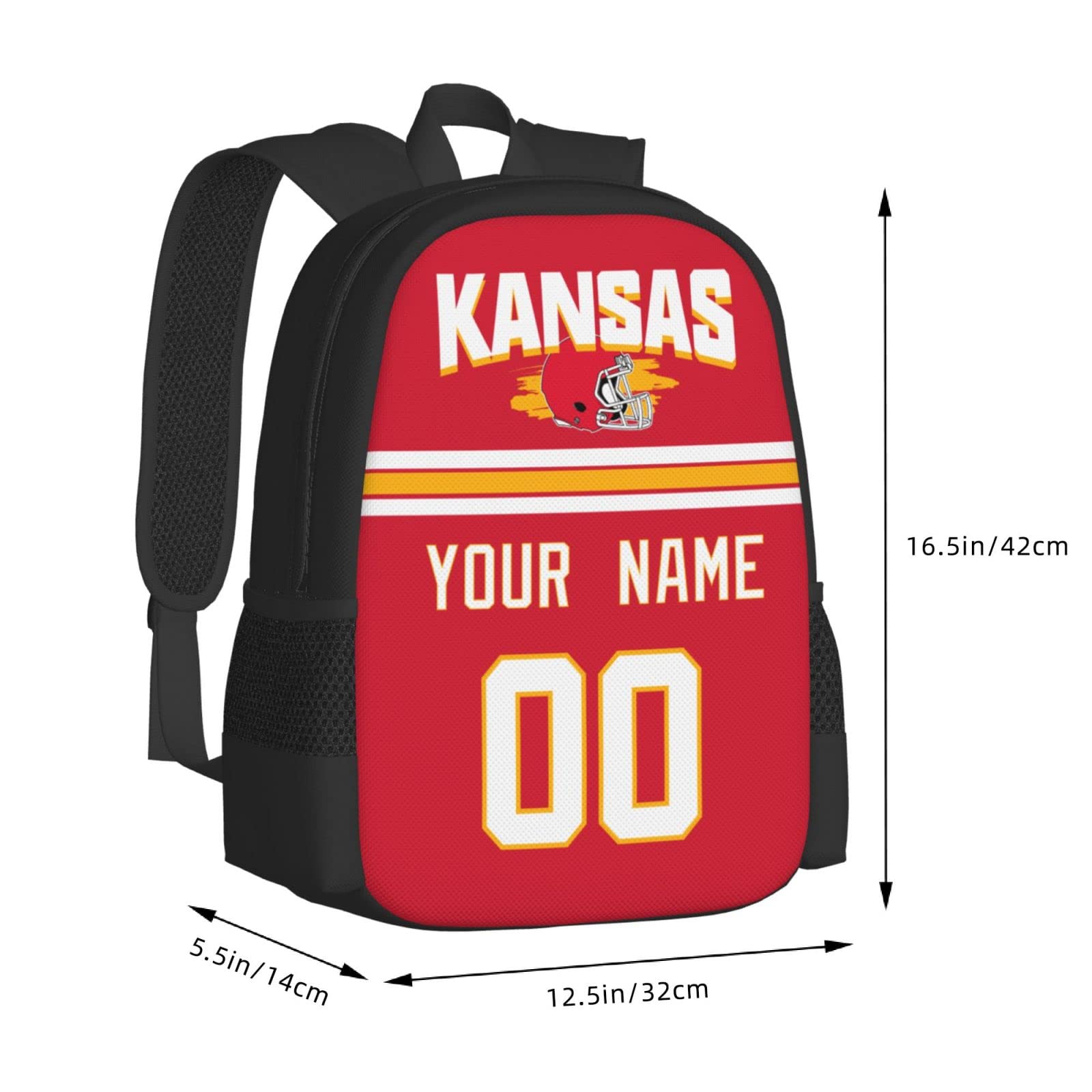 ANTKING Kansas Customizable Backpack with Name & Number - Perfect Gift for Men & Women - Ideal for School, Travel, and Outdoor Adventures