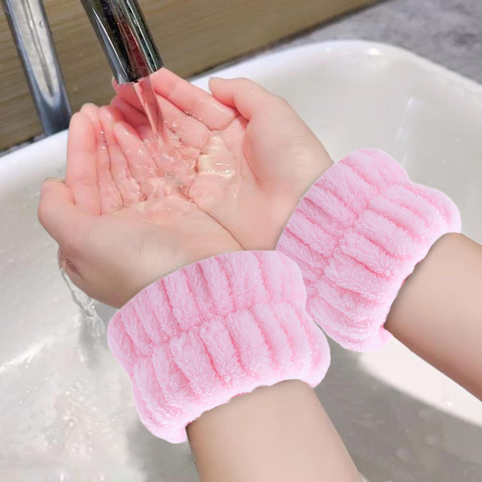 Fluffy Spa Wristbands - Soft Coral Fleece Wrist Towels for Face Washing, Yoga & Exercise | Absorbent Multipurpose Wrist Bands for Women, Hair Ties & Skincare | Perfect for Gym, Spa & Daily Beauty Routine