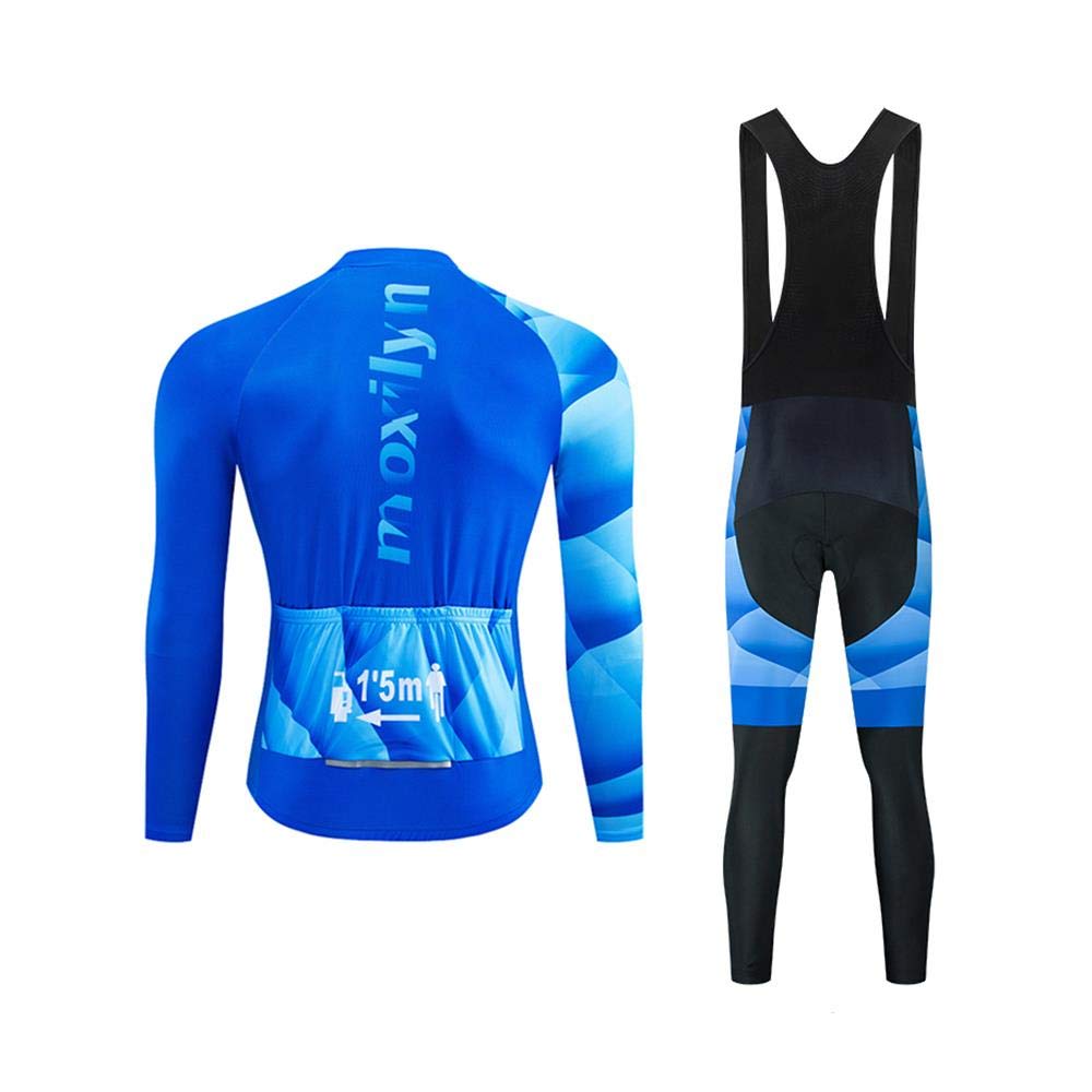Men's Pro Cycling Jersey Set - Long Sleeve Quick Dry Bike Jacket & Bib Shorts with 9D Padding - High Performance Cycling Outfit for Road Biking, Mountain Biking & Training