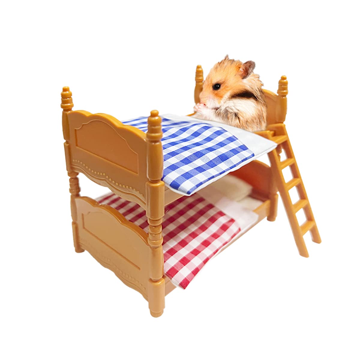 Hamster Bunk Bed for Guinea Pigs - 2 Tier Mini House with Ladder, Small Animal Habitat Furniture for Hamsters, Chinchillas, Squirrels & Sugar Gliders - Perfect for Cage Accessories & Play Areas