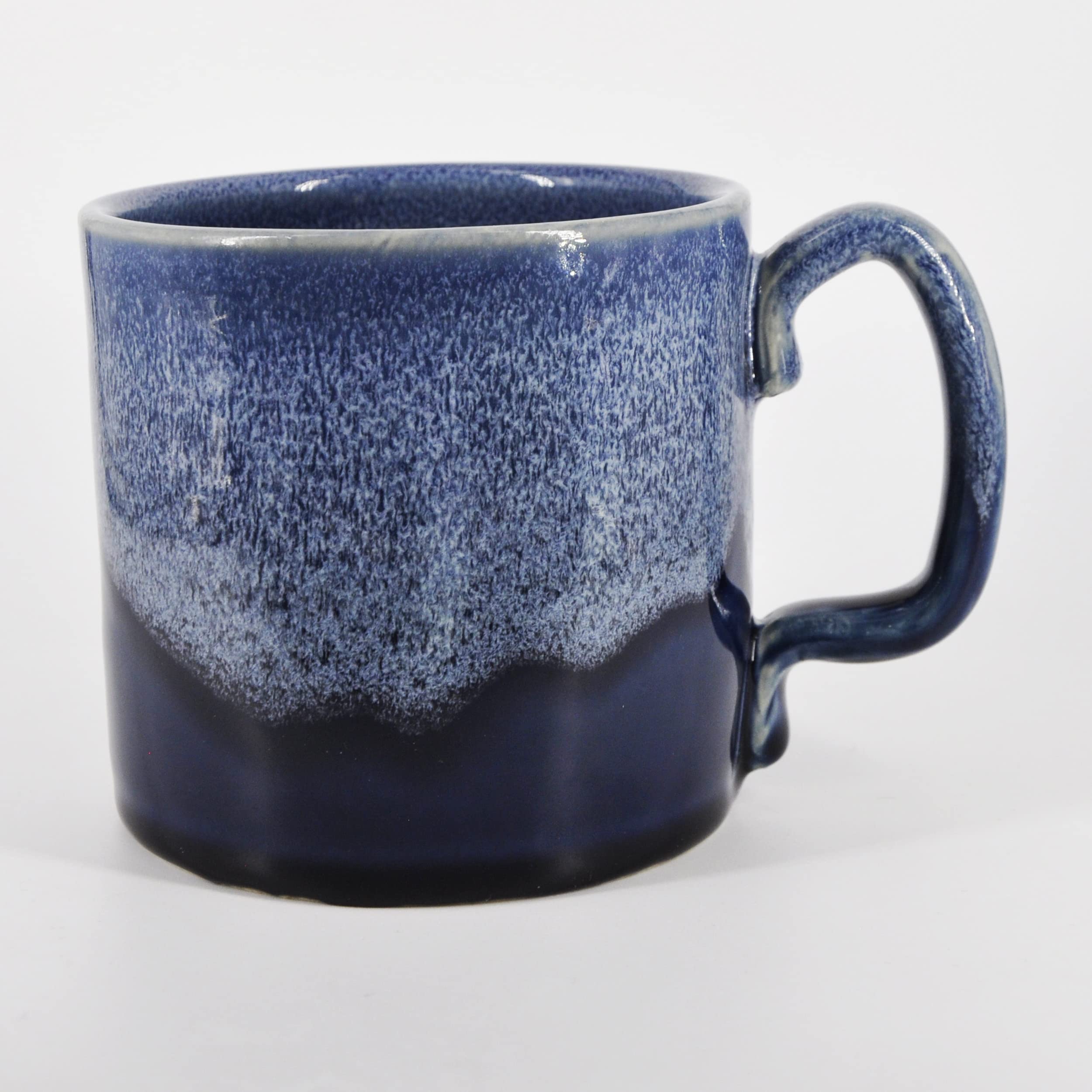 Handmade Ceramic Coffee Mug - 14oz Blue & White Frosted Design | Perfect for Home, Office & Gifts | Durable & Stylish Drinking Cup for Coffee, Tea & Hot Beverages
