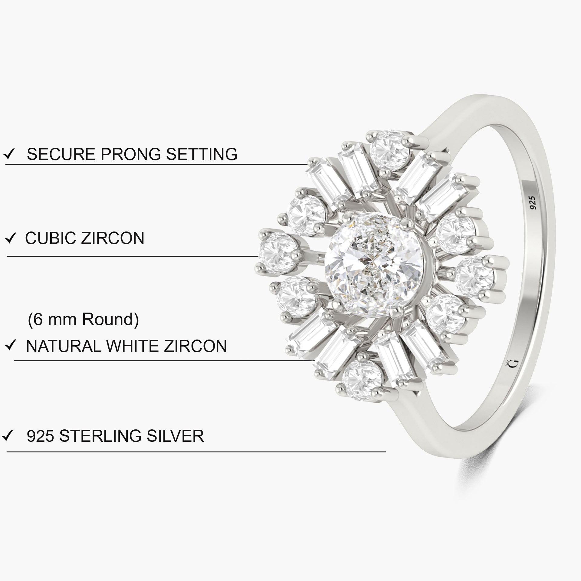 Stunning Round Cubic Zirconia Simulated Diamond Statement Ring - Elegant Jewelry for Women, Perfect for Weddings, Parties & Special Occasions