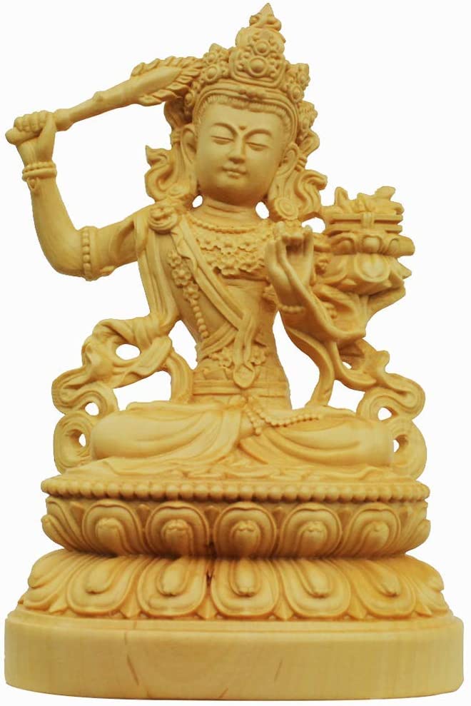 Handcrafted Manjusri Buddha Statue - Small Buddhist Figurine, Bodhisattva of Wisdom Sculpture for Home Decor, Spiritual Gift & Collectible Art Ornament | Perfect for Meditation Spaces, Yoga Rooms & Asian-Inspired Interiors