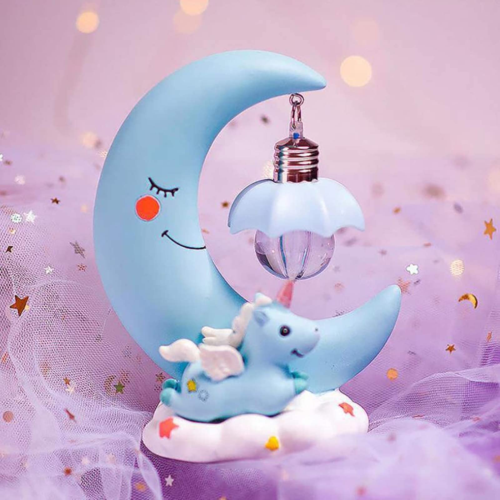 VEEKI Unicorn Moon LED Night Light for Kids - Nursery Decor, Baby Toddler Teens Room Lighting, Gift for Girls Boys - Perfect for Bedrooms, Nurseries & Romantic Home Decor