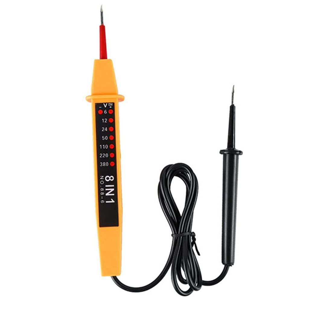 WDBBY 8-in-1 Voltage Tester Pen - 6-380V AC/DC Current Detector, Non-Contact Electrical Tester with Polarity Check (Yellow, 148x17x26mm) - Perfect for Electricians, DIY Home Repairs & Automotive Electrical Testing