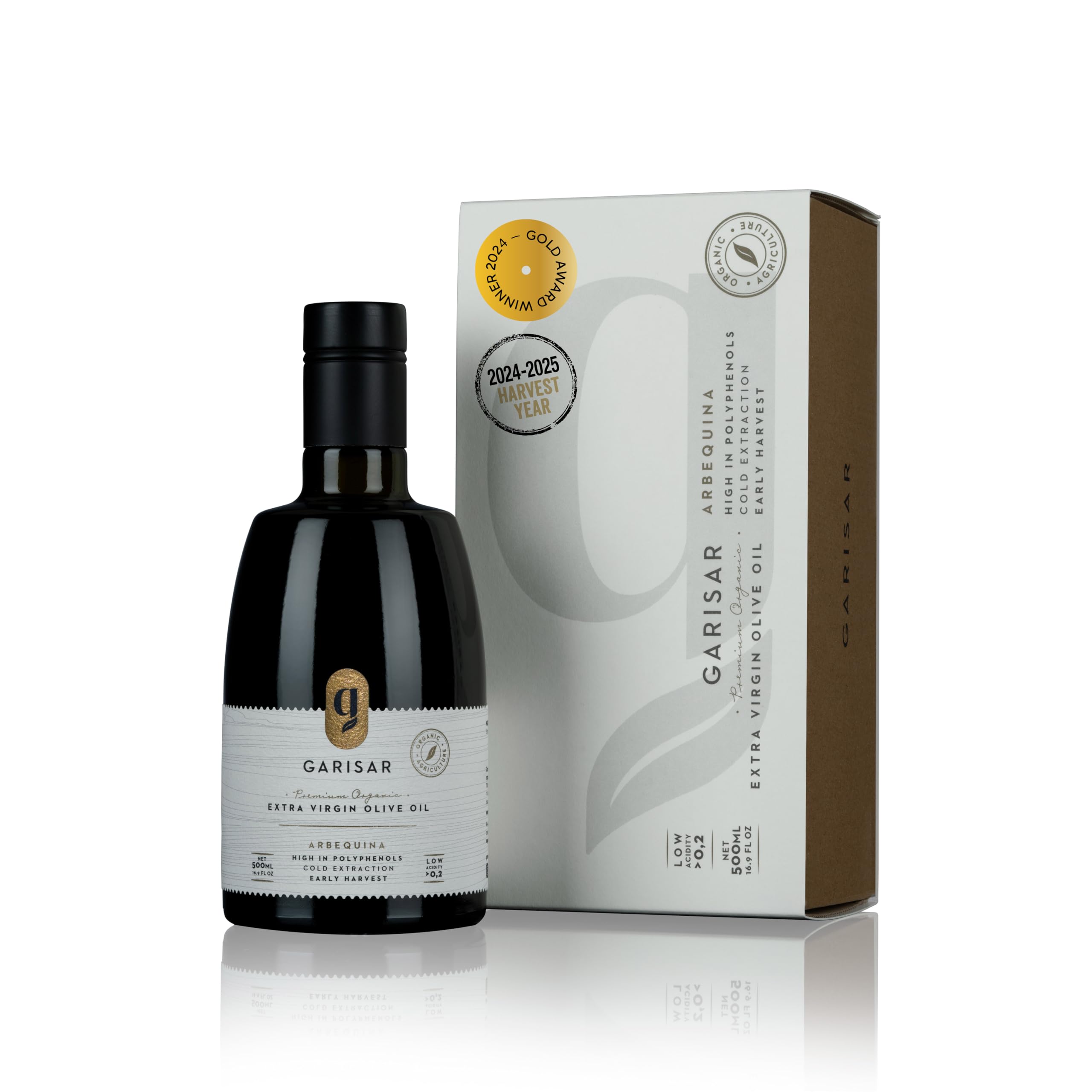 Premium Extra Virgin Olive Oil - High Polyphenol (>600 ppm), Low Acidity (0.2%), Cold Pressed, 100% Arbequina, Organic, Hand-Picked, NYIOOC 2024 Gold Medal Winner - 2 Pack - Perfect for Salads, Cooking & Healthy Diets