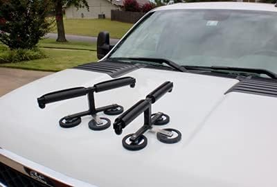 Best Magnetic Fishing Rod Racks for Trucks & SUVs - Heavy Duty 3-Magnet Hood & Roof Mount (Fits Ferrous Metal Only) + 3 Vacuum Cup Options for All Vehicles - Perfect for Off-Roading, Camping & Outdoor Adventures