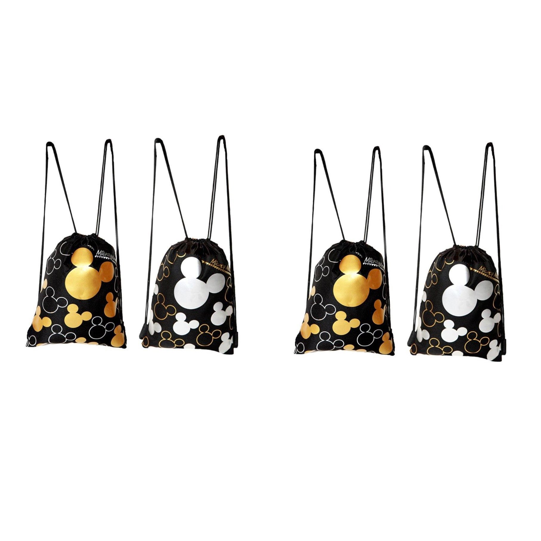 Disney Mickey Mouse Drawstring Backpack 4 Pack - Cute Mini Backpacks for Kids, School, Travel & Disney Theme Parks