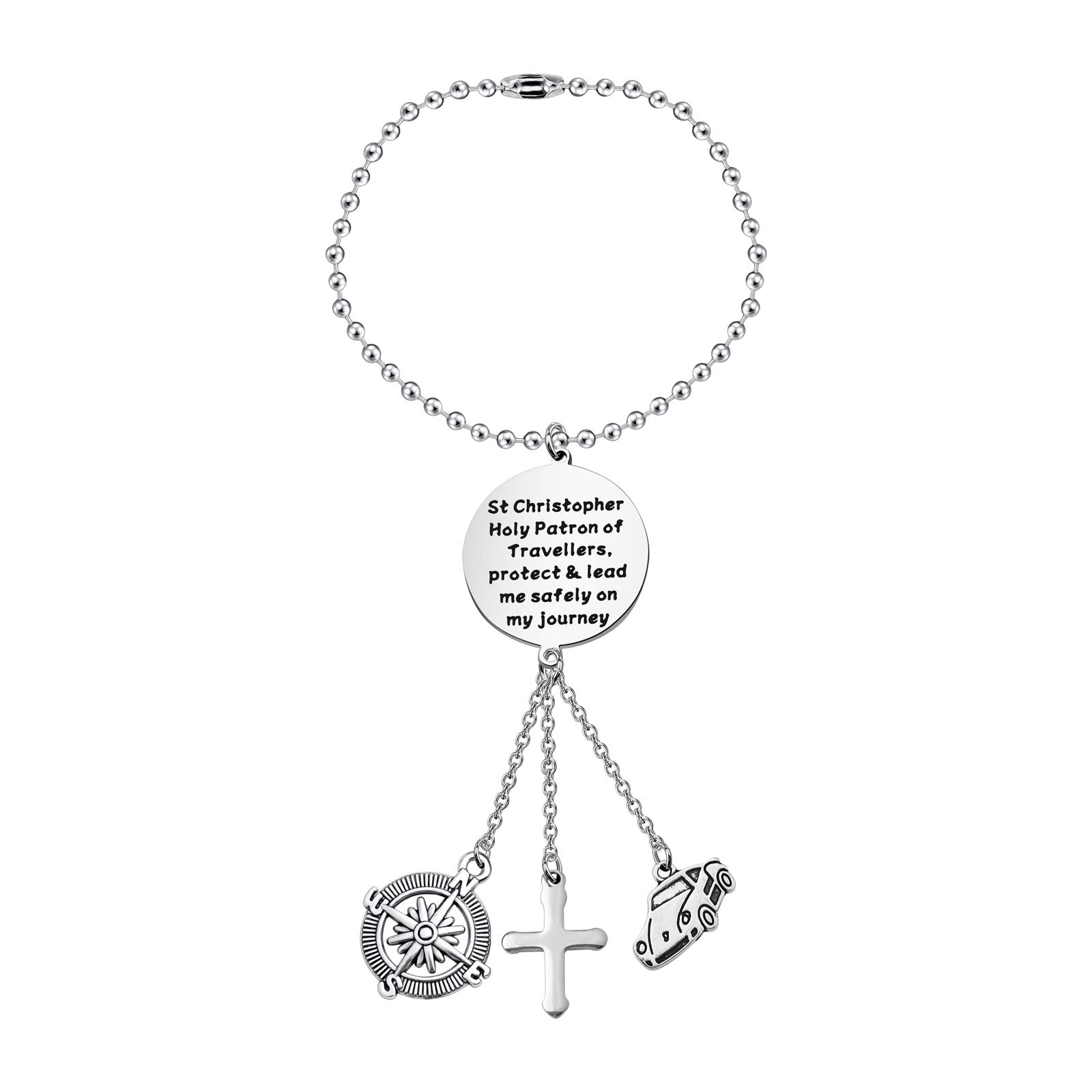 Bobauna St Christopher Traveller Car Charm Mirror Pendant - Stylish Car Interior Decoration for Drivers & Travellers - Perfect for Road Trips & Daily Commutes