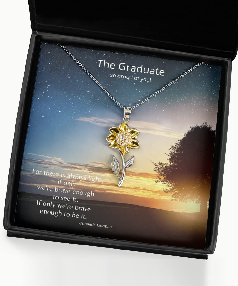 Graduation Gifts for Women - 14K Gold Plated Sunflower Necklace in Sterling Silver with Inspirational Poem - Perfect Gift for College Grads, High School Graduation & Birthday Celebrations
