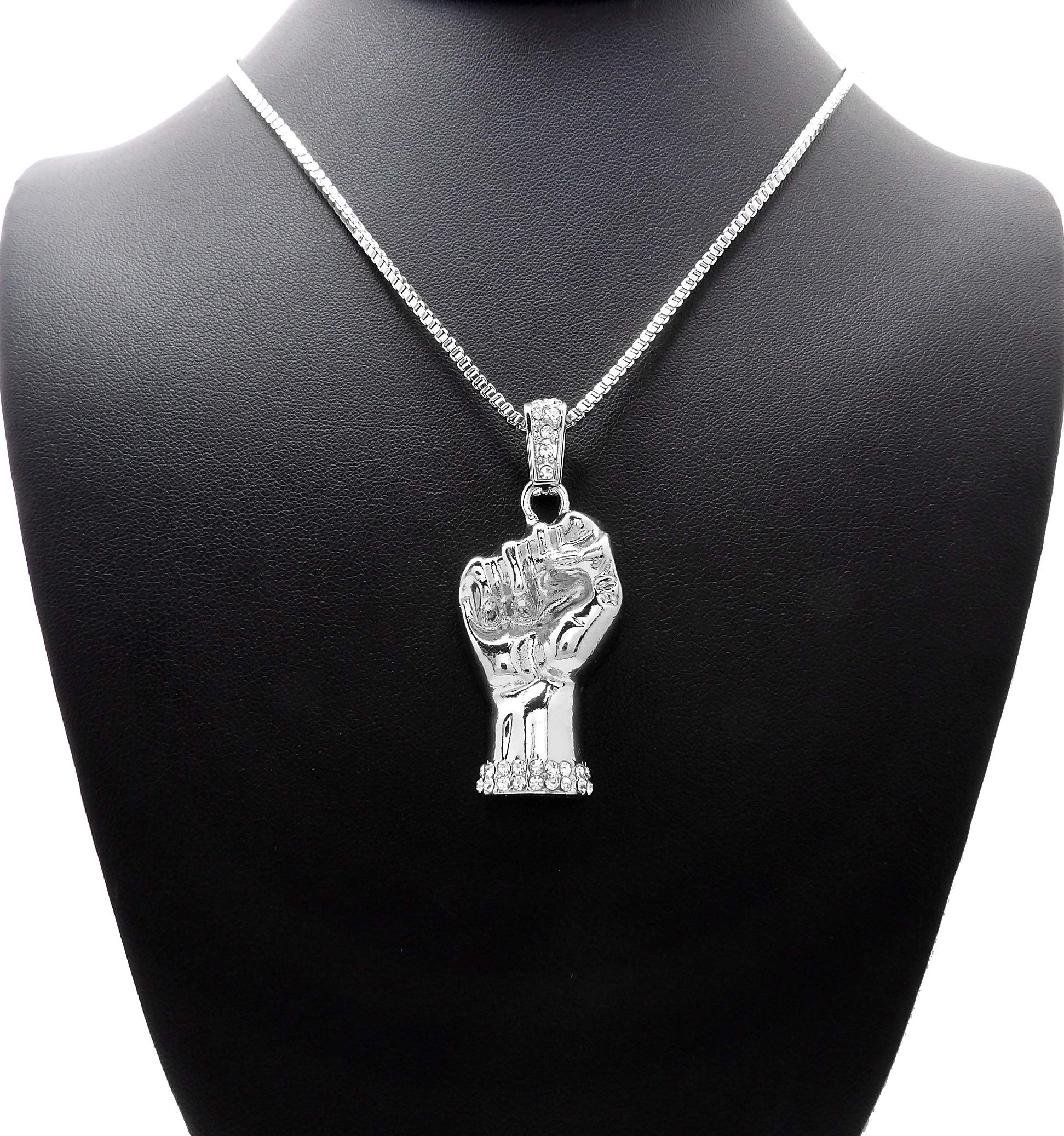 CBC Power Fist Pendant 2mm Cuban Chain 16
