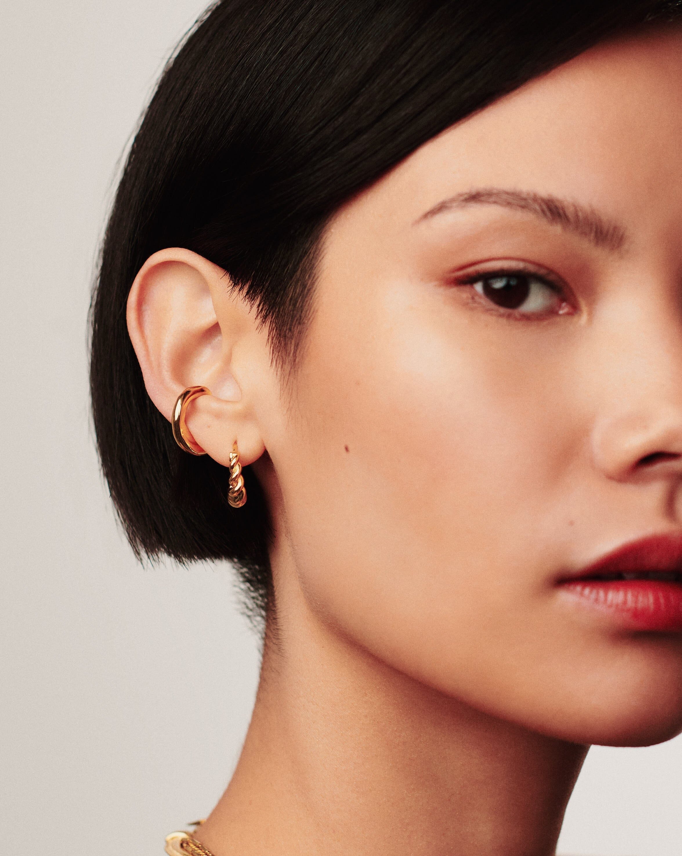 18k Gold Vermeil Small Tidal Hoop Earrings - Trendy Minimalist Jewelry for Women, Everyday Wear & Special Occasions