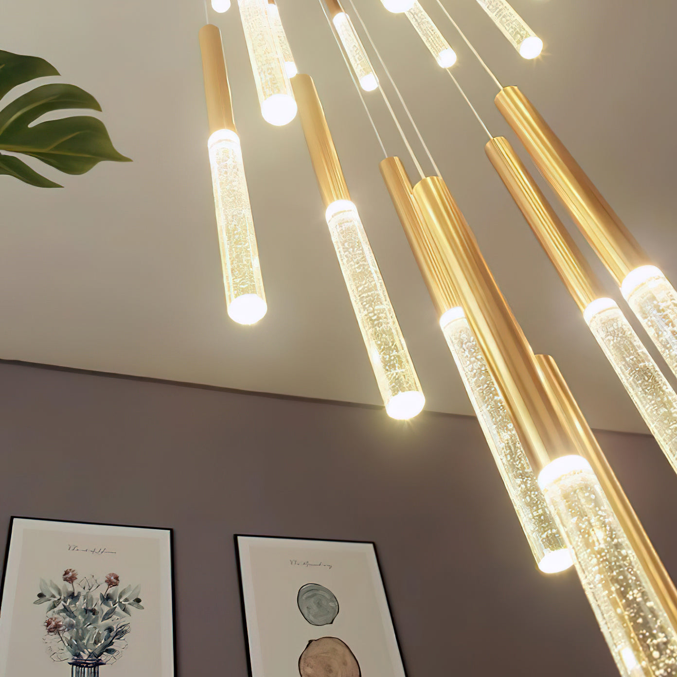 Modern Bubble Glass Pendant Light - Elegant Hanging Chandelier for Dining Room, Kitchen Island & Bedroom Decor - Dimmable LED Lighting Fixture