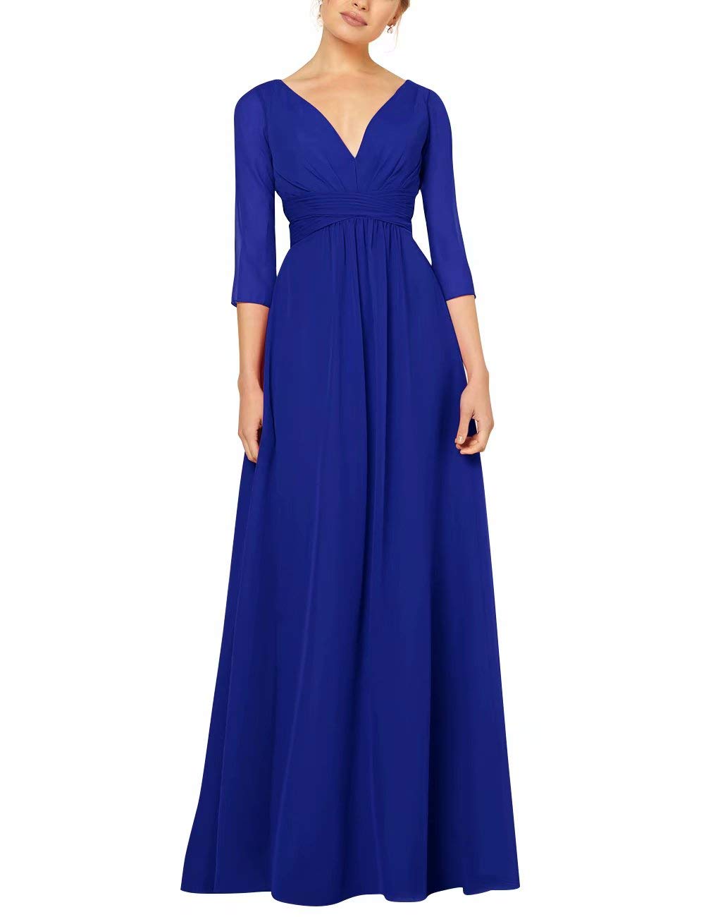 Elegant Long Sleeve Chiffon Mother of The Bride Dress - Formal Wedding Guest Gown for Evening Ceremonies & Special Occasions
