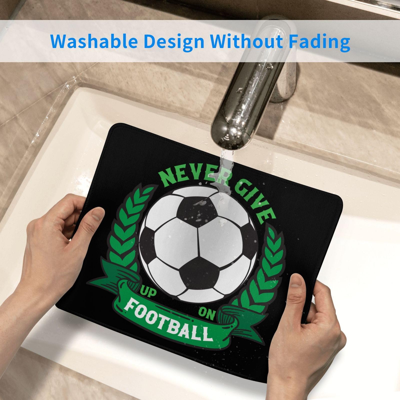 SIYTUAU Never Give Up On Football Mouse Pad - Waterproof Non-Slip Rubber Gaming Mousepad (10x12 inches) for Laptop, Office & PC - Perfect for Football Fans & Gamers