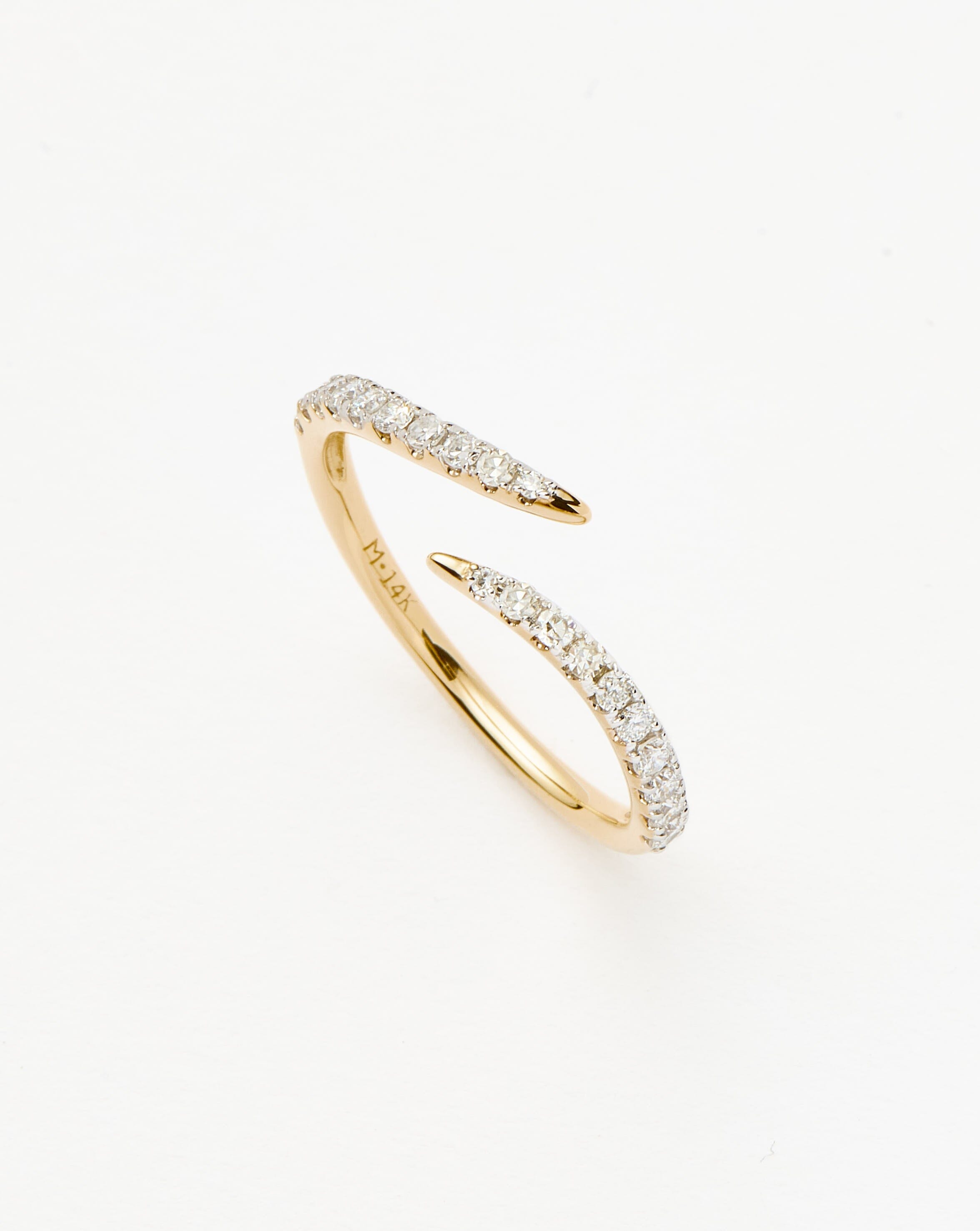 14K Solid Gold Open Claw Ring with Diamond - Elegant Stackable Jewelry for Women - Perfect for Everyday Wear, Date Nights & Special Occasions
