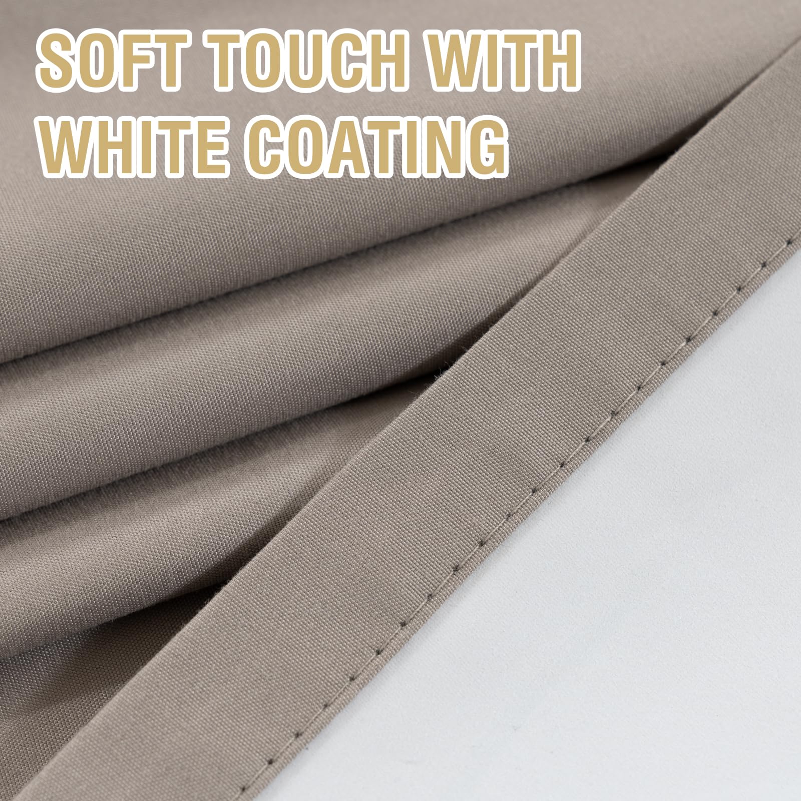 H.VERSAILTEX 100% Blackout Curtains 54 Inches Long - Light Blocking Thermal Insulated Drapes with White Liner for Small Windows, Soundproof Window Treatment Panels with Rod Pocket (Taupe, 2 Panels, 52