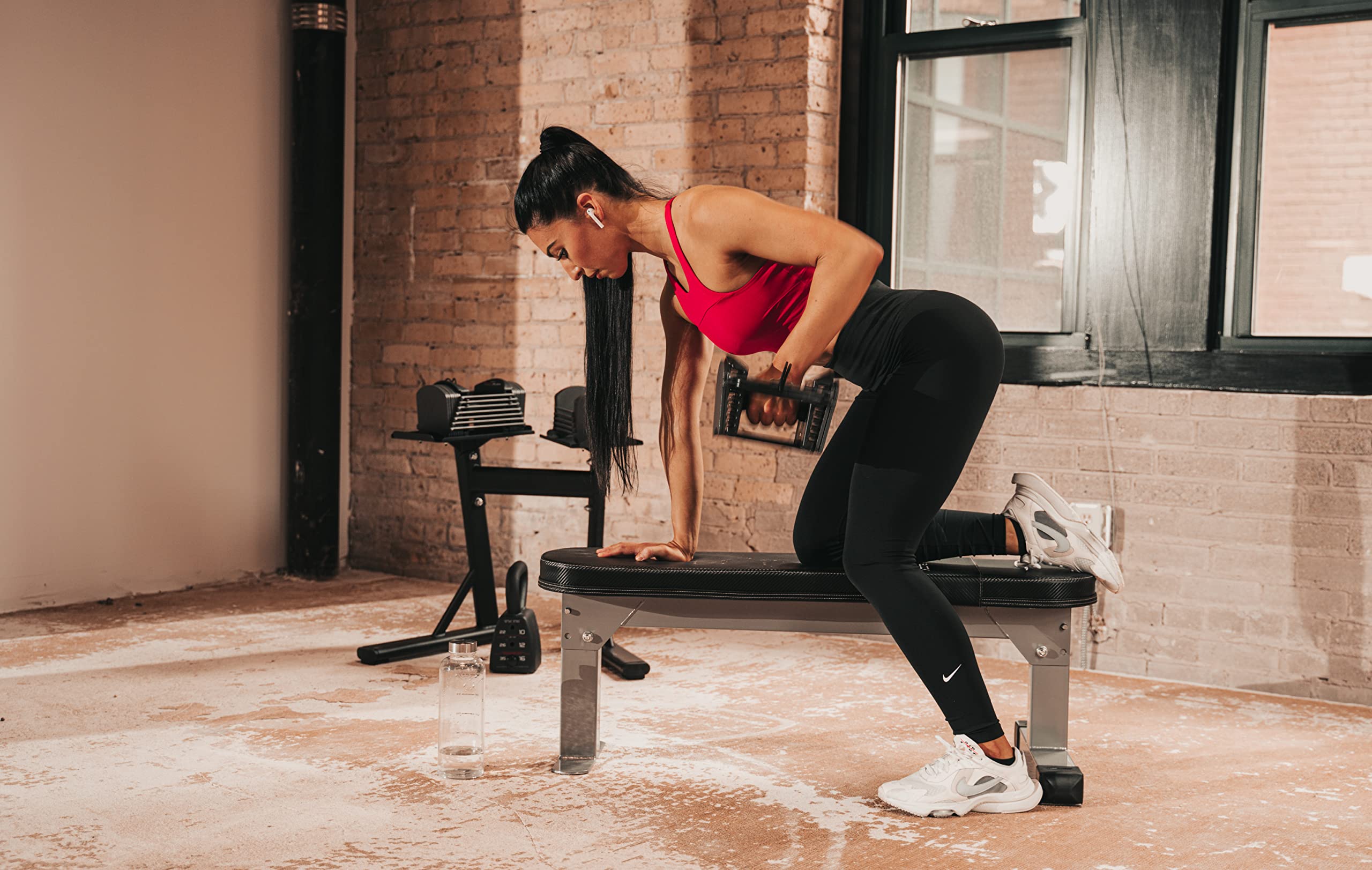 POWERBLOCK Adjustable Folding Workout Bench for Home & Gym - Portable Exercise Bench with High-Density Foam Padding - Perfect for Small Spaces, Travel & Full-Body Training