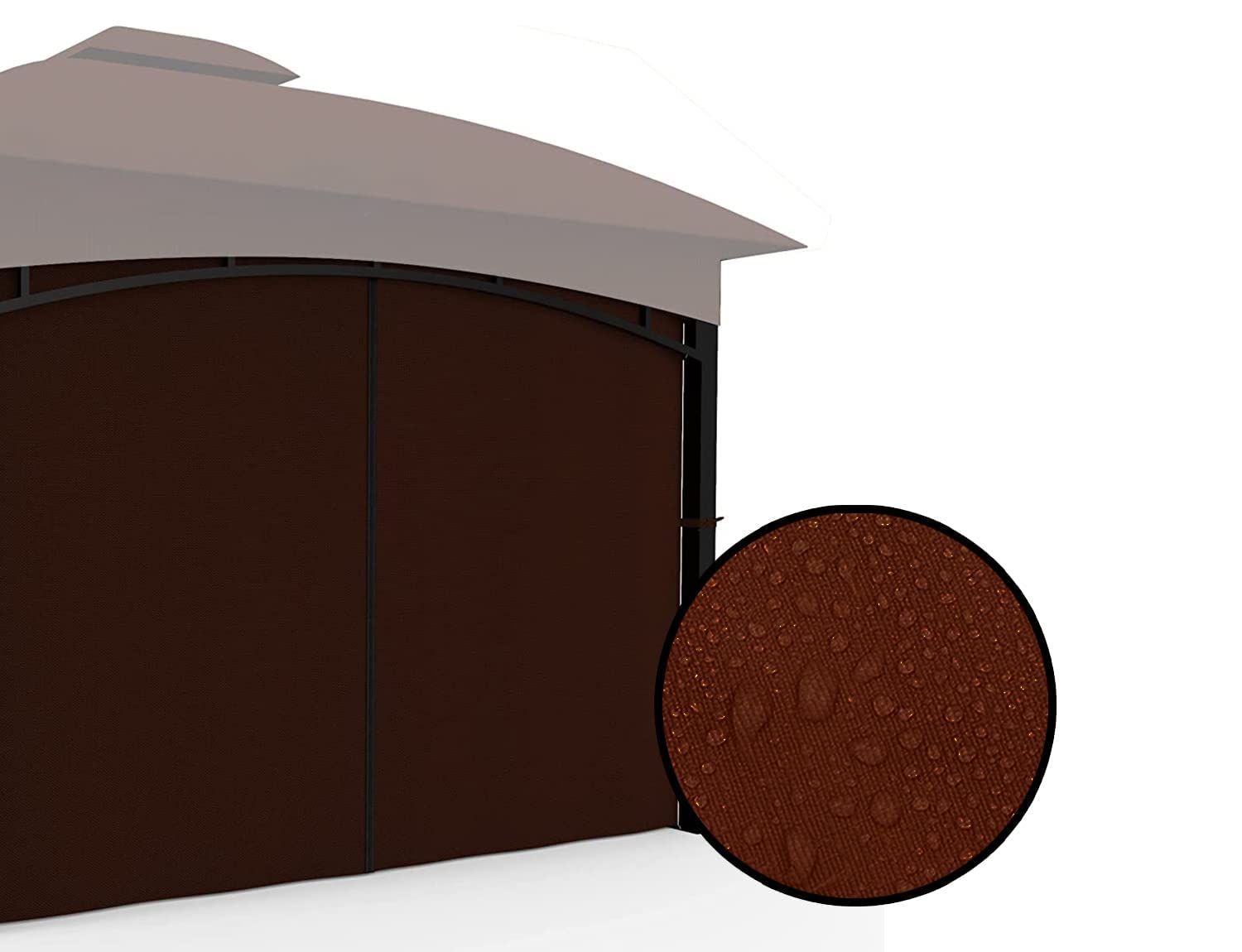 Universal Replacement Gazebo Privacy Curtains - 4-Panel Sidewall with Zipper (10' x 13', Coffee Brown) - Perfect for Outdoor Patio, Deck, and Backyard Privacy Protection