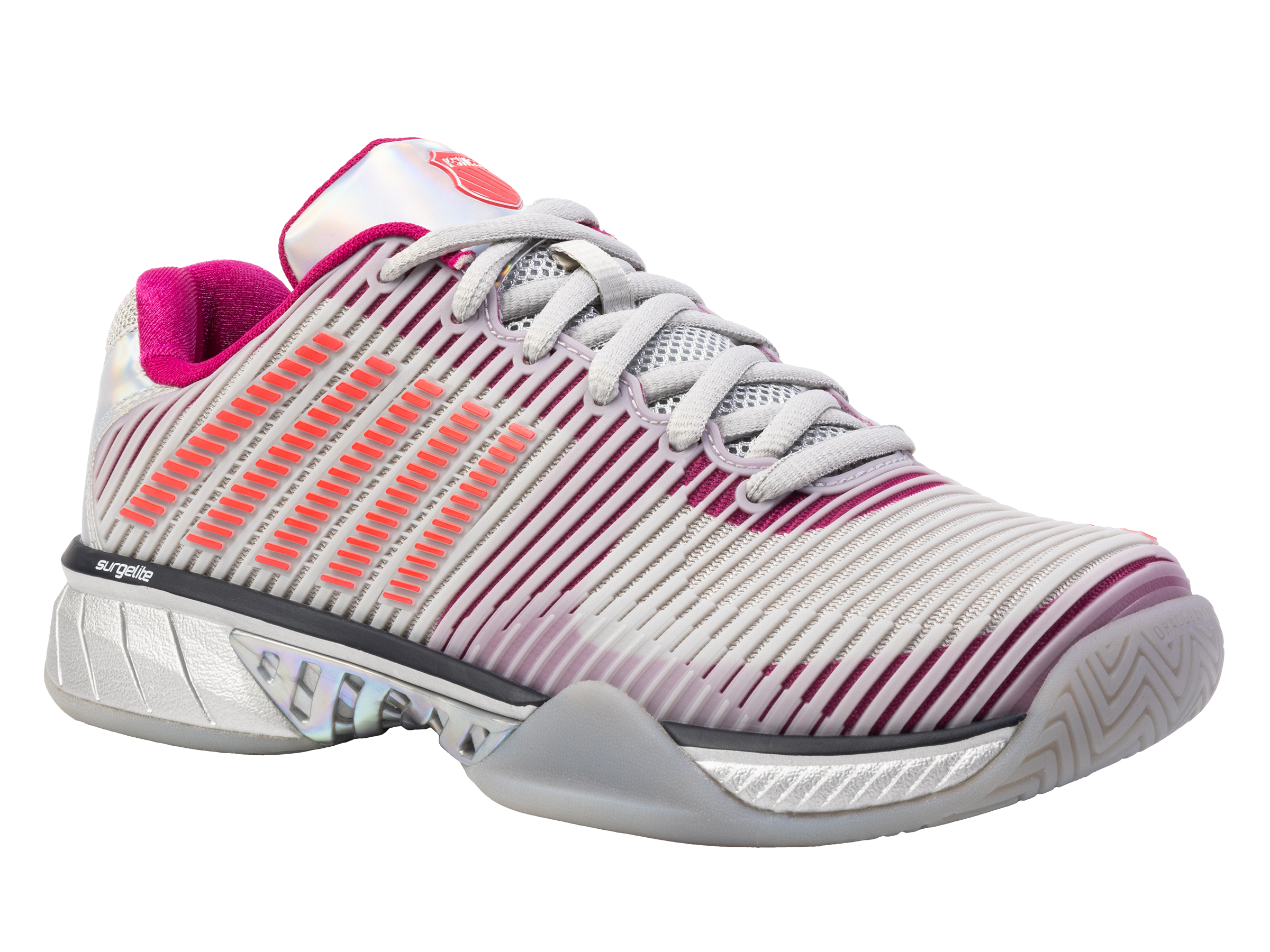 Hypercourt Express 2 Women's Tennis Shoes - Lucky in Love Color (Silver/Harbour Mist/Dragon Fruit) | Lightweight & Durable for Court Play, Training & Casual Wear