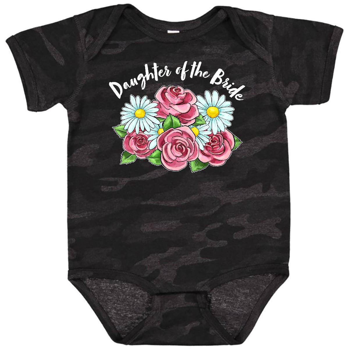 Inktastic Daughter of The Bride Roses and Daisies Baby Bodysuit - Cute Floral Outfit for Wedding Party, Baby Shower & Special Occasions