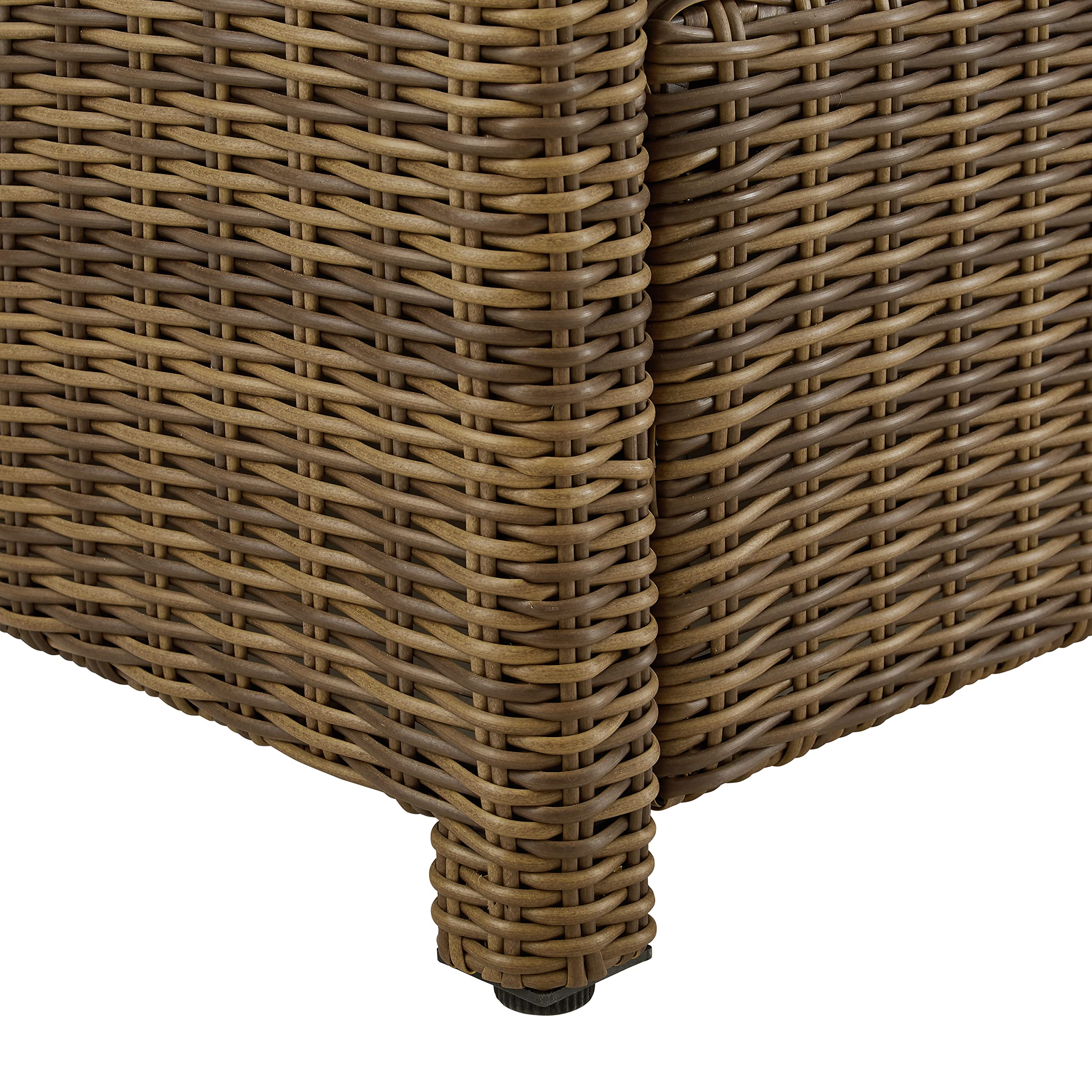 Crosley Bradenton Armless Outdoor Sectional Chair - All-Weather Wicker Patio Furniture with Gray Cushions for Porch, Deck, Backyard & Poolside Relaxation | Brown Rattan Sofa for Outdoor Living Spaces