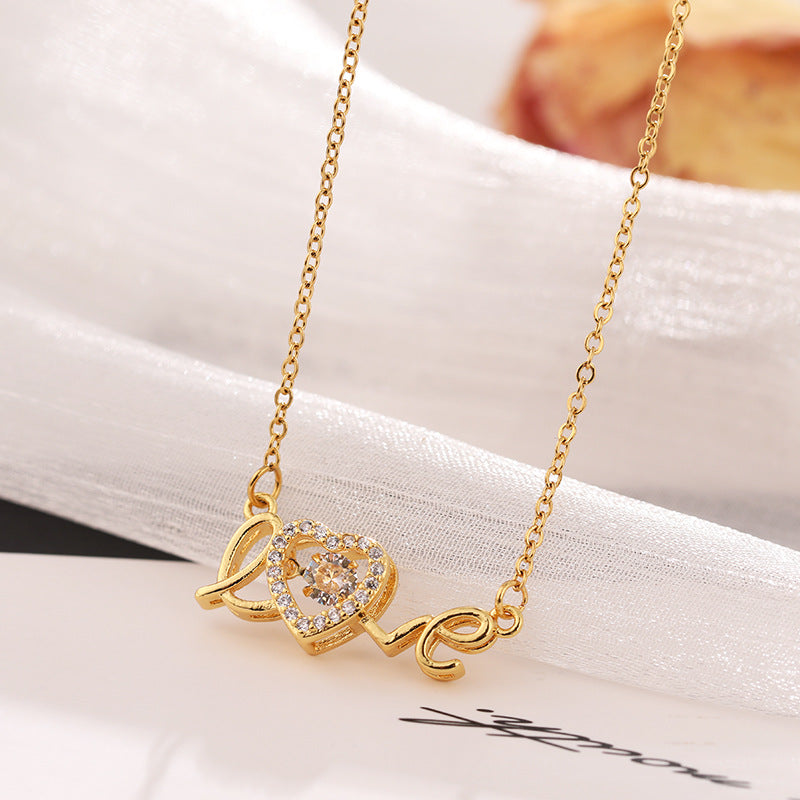 Valentine's Day Gift for Her - Titanium Steel Love Necklace Women's Fashion Jewelry, Elegant Clavicle Chain for Anniversary, Date Night & Romantic Occasions
