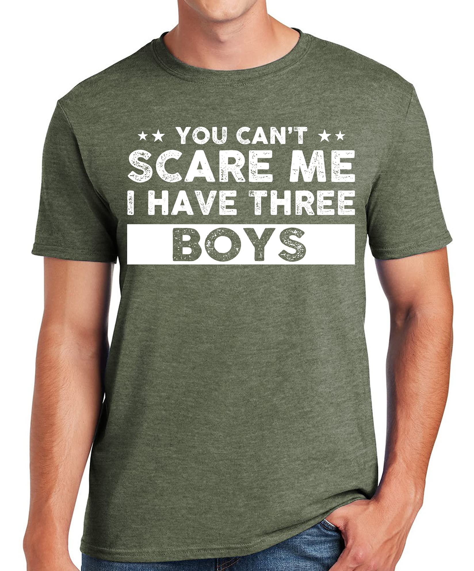 Funny Dad T-Shirt - 'You Can't Scare Me I Have Three Boys' Cute Joke Gift for Fathers - Perfect for Father's Day, Birthday & Casual Wear