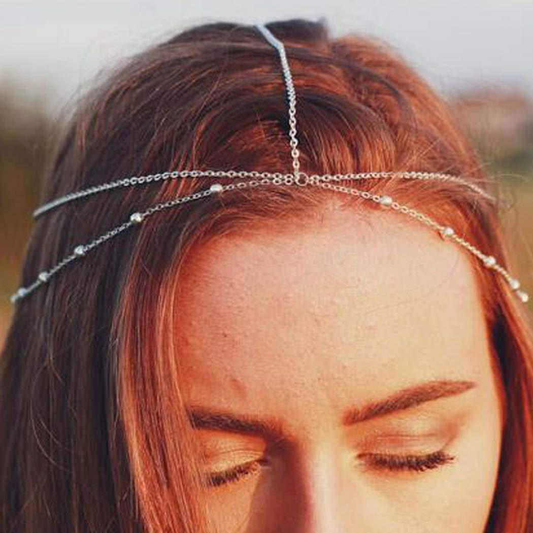 Boho Head Chain Jewelry - Layered Beaded Hair Accessory for Women & Girls | Perfect for Weddings, Festivals & Bohemian Style Outfits