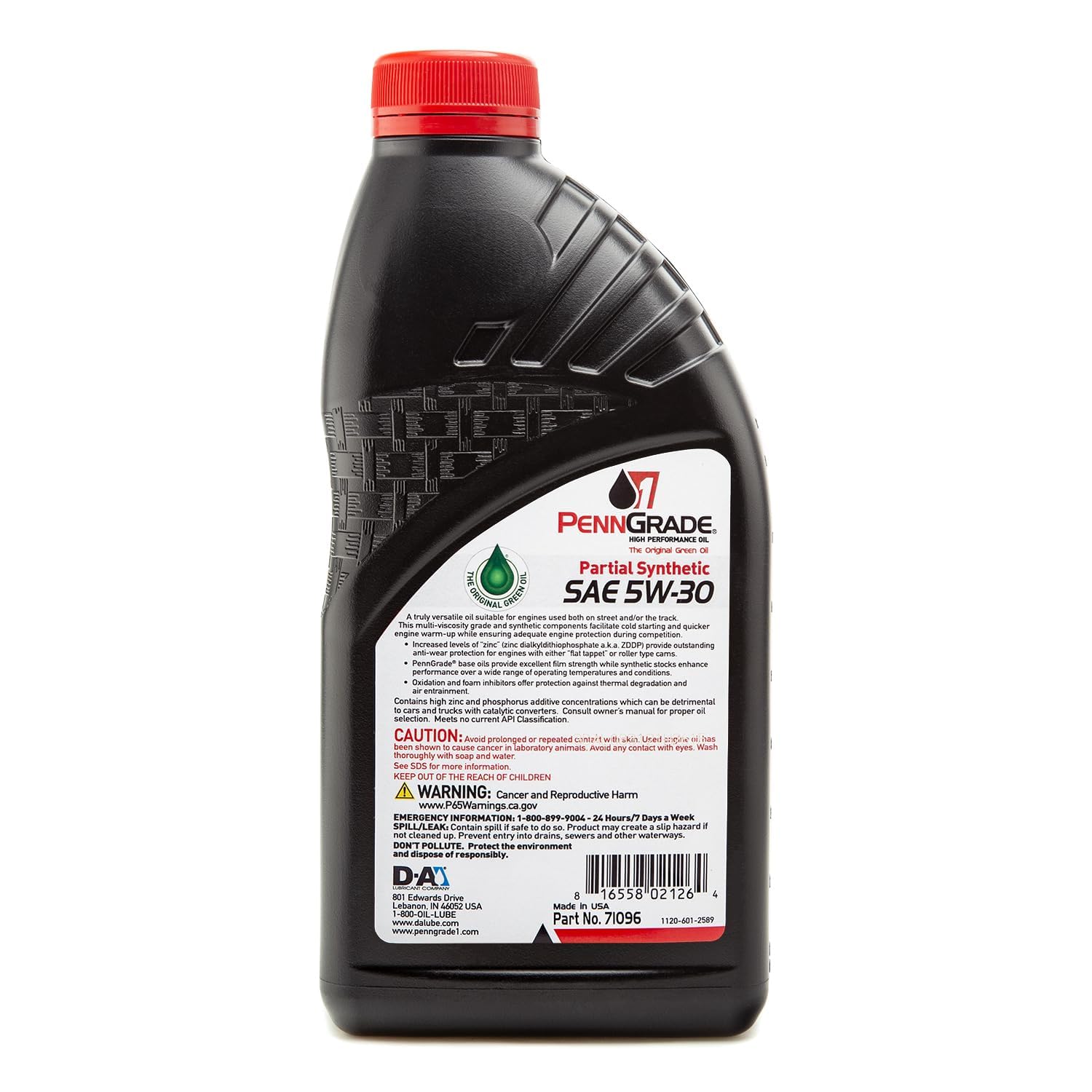 PENN GRADE 1 71096 Synthetic Blend High Performance Motor Oil SAE 5W-30 - 1 Quart (12 Pack) - Ideal for Cars, Trucks & High Mileage Engines