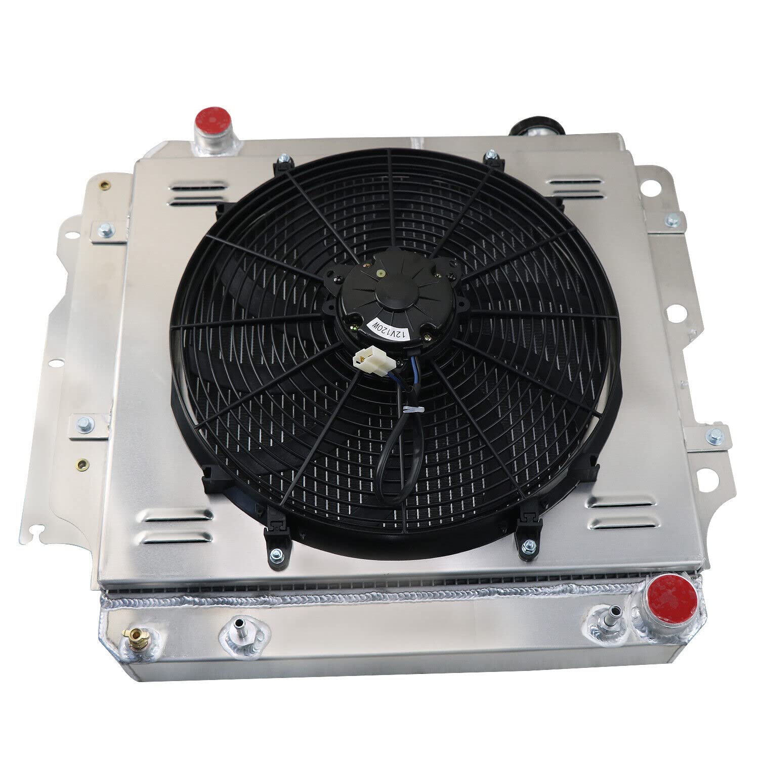 High-Performance 3-Row Full Aluminum Radiator with Fan Shroud & Thermostat for 1987-2006 Jeep Wrangler TJ/YJ - Compatible with 2.4L 2.5L 4.0L & GM Chevy V8 Engines - Off-Road & Daily Driving Upgrade