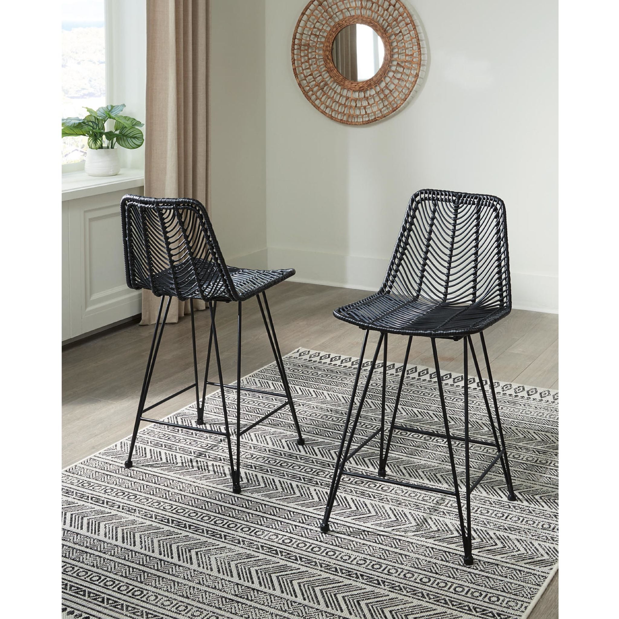 Angentree Black Counter Height Stool (D434 124) - Perfect for Kitchen Islands, Breakfast Bars & Home Decor