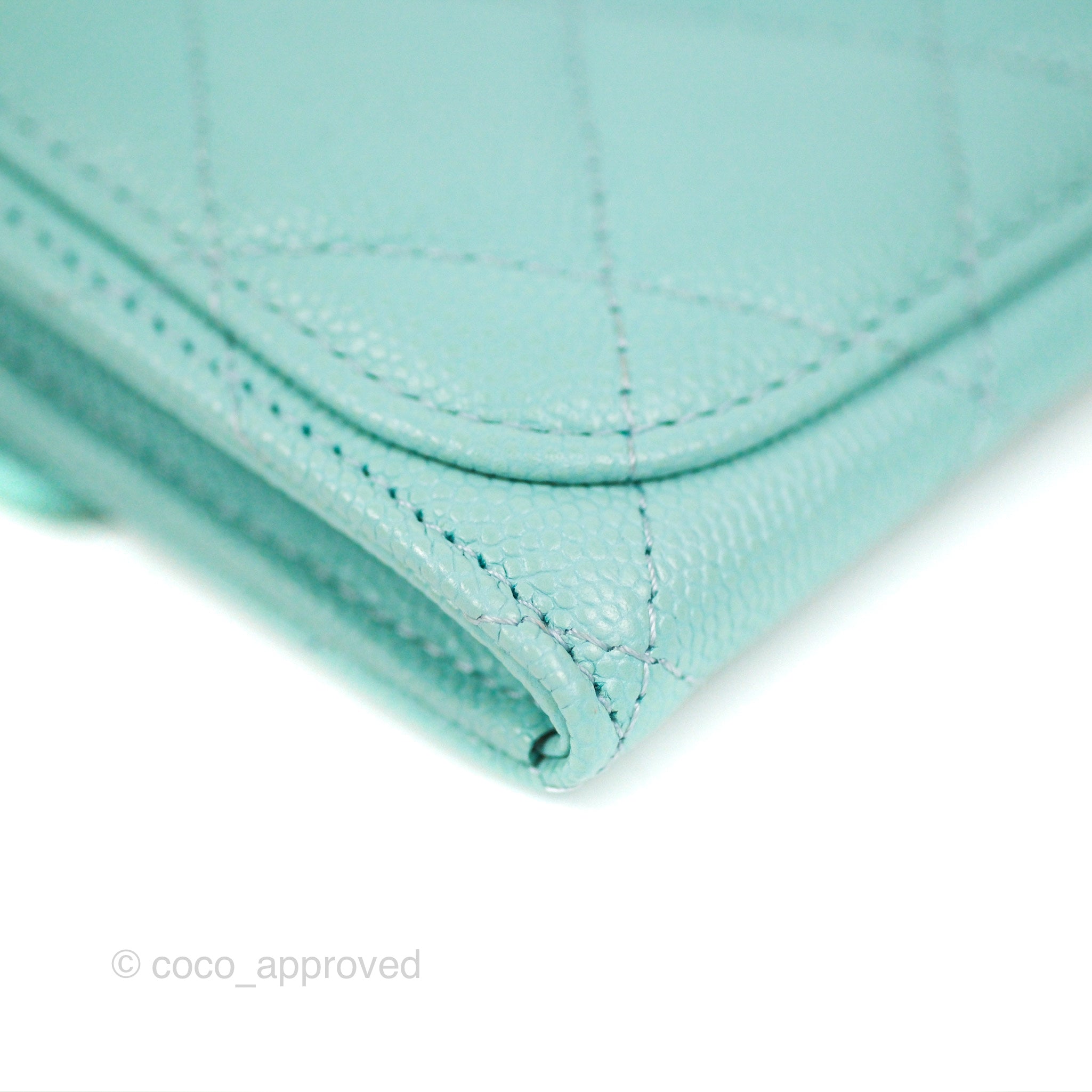 Chanel Classic Flap Coin Purse in Tiffany Blue Caviar Leather with Silver Hardware - Perfect for Everyday Use & Luxury Gift Giving