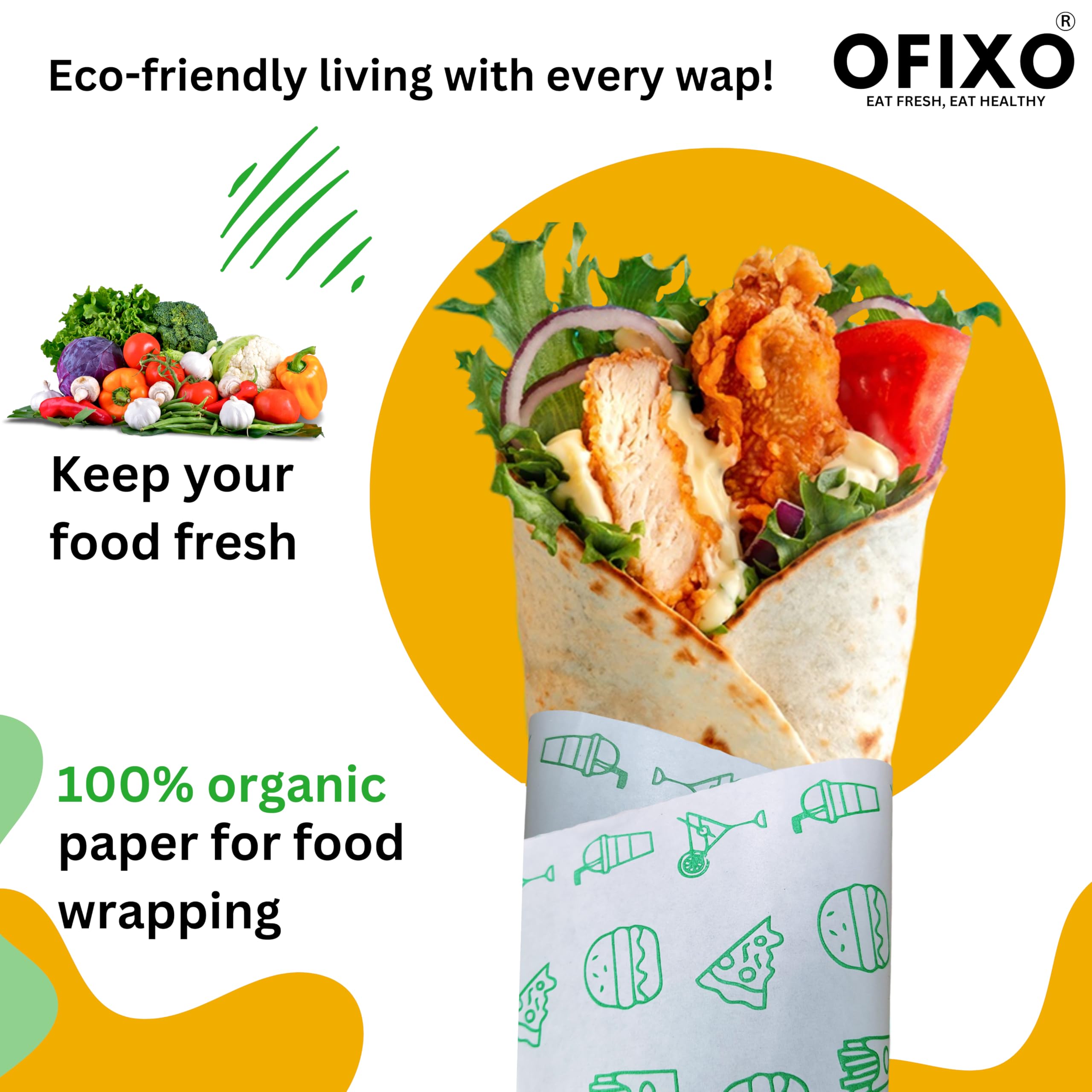 OFIXO Premium Non-Stick Butter Wrapping Paper Roll - 1 Kg Bulk Food Grade Parchment Paper for Baking, Cooking & Food Storage | Ideal for Bakeries, Restaurants & Home Kitchens
