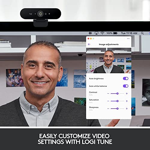 Logitech Brio PRO X 4K Webcam with Noise-Canceling Mic - Ultra HD Video Calling, Auto Light Correction, Adjustable FOV - Compatible with Microsoft Teams, Zoom, Google Meet - Perfect for Remote Work, Online Classes & Video Conferencing on PC, Mac, Laptop & Tablet