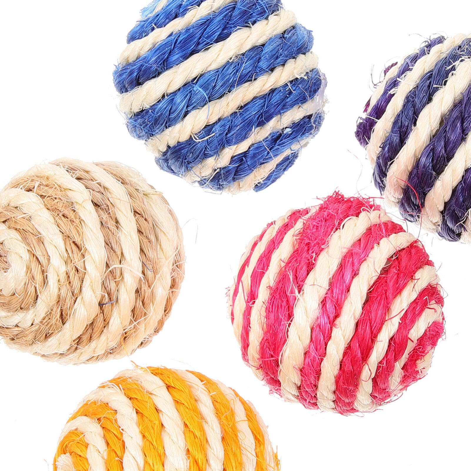 Balacoo 35-Pack Cat Sisal Ball Toys - Interactive Kitten Play, Scratch & Chew Toys with Rattle Sound - Durable Sisal Rope Woven Balls for Indoor Cats - Perfect for Playtime, Training & Exercise