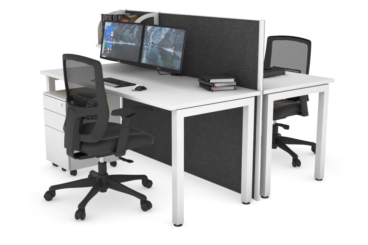 Horizon Quadro 2-Person Office Workstation Bench with Square Legs - 1400L x 700W Dimensions - Perfect for Collaborative Workspaces, Home Offices & Conference Rooms