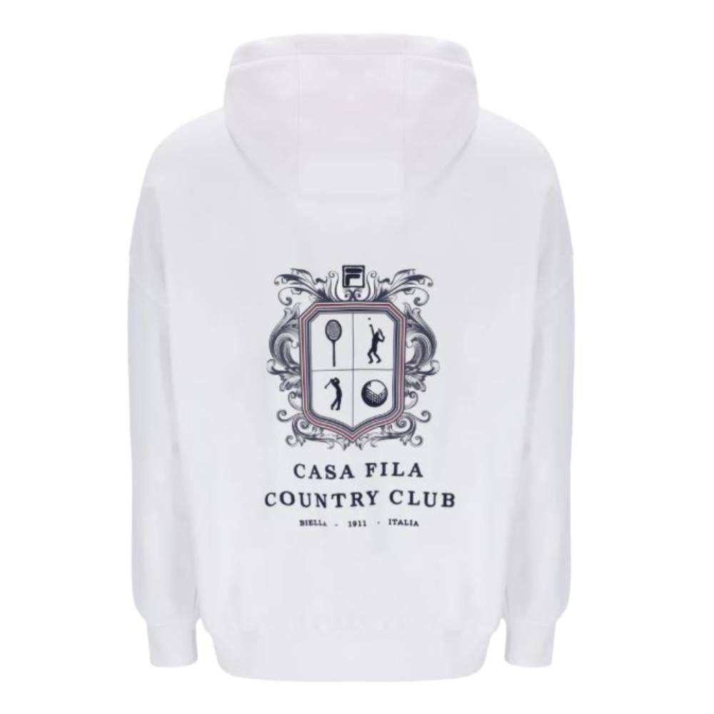 Fila Unisex Crest Country Club Hoodie - Soft Cotton Pullover Sweatshirt for Men & Women (White) | Casual Wear, Gym, Lounge, Street Style