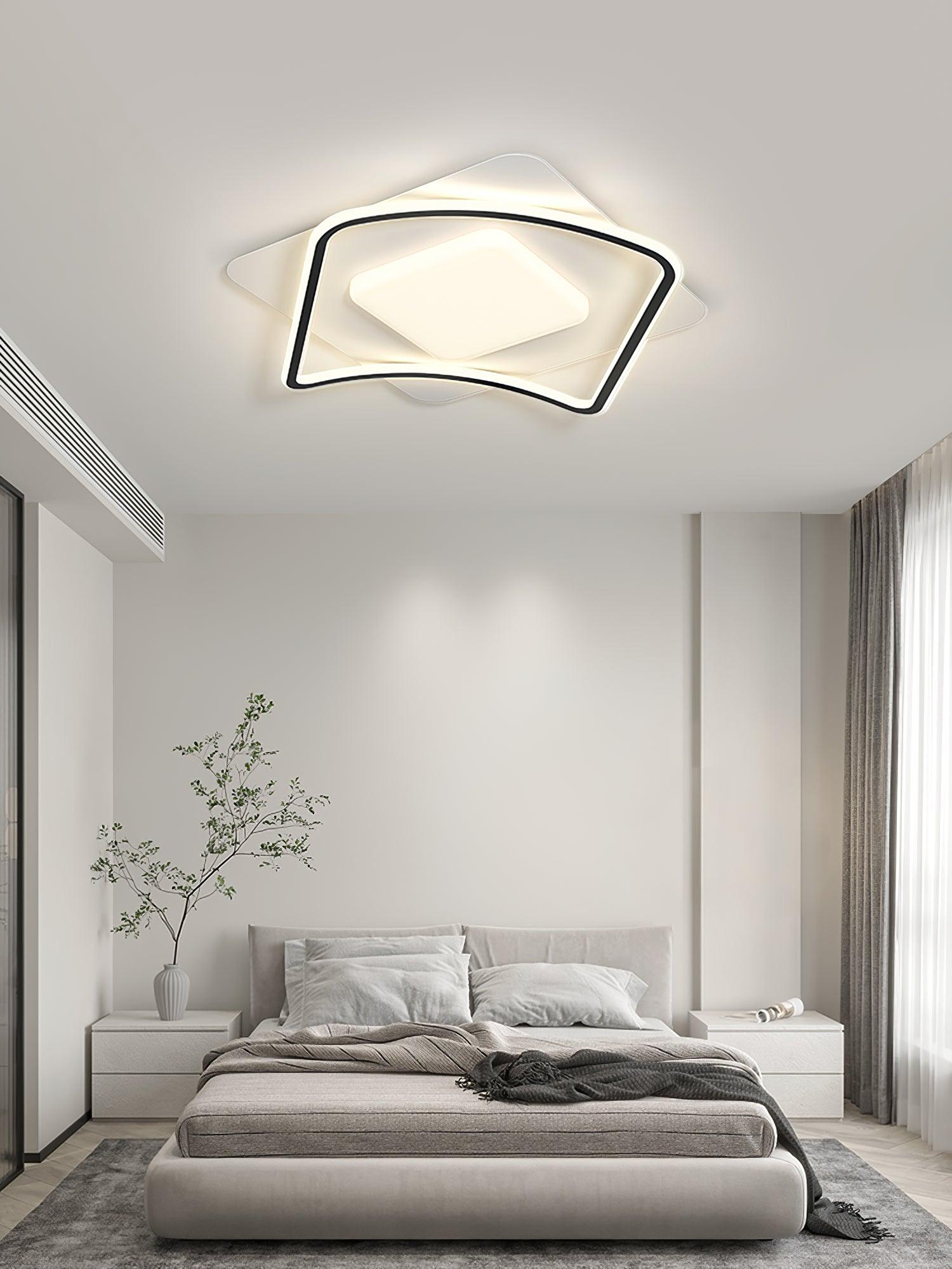 Modern Minimalist Geometric LED Ceiling Light Fixture - Energy Efficient Dimmable Lighting for Living Room, Bedroom & Office