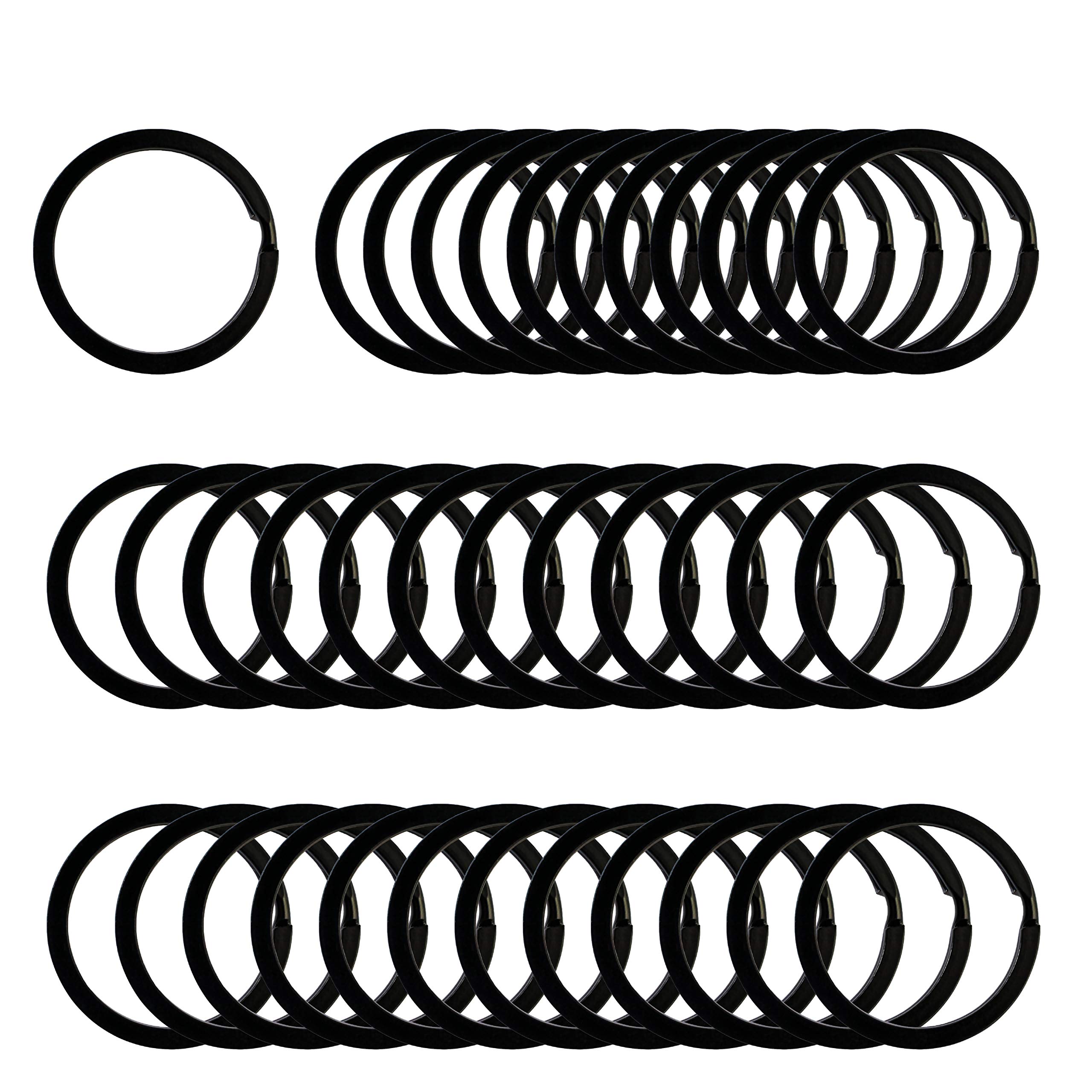 36pcs Flat Key Rings Key Chain - 1.25 Inch Round Metal Split Rings for Home & Car Keys Organization - Durable Electroplated Black Keyrings - Perfect for Keychains, Lanyards, Gift Tags & DIY Crafts