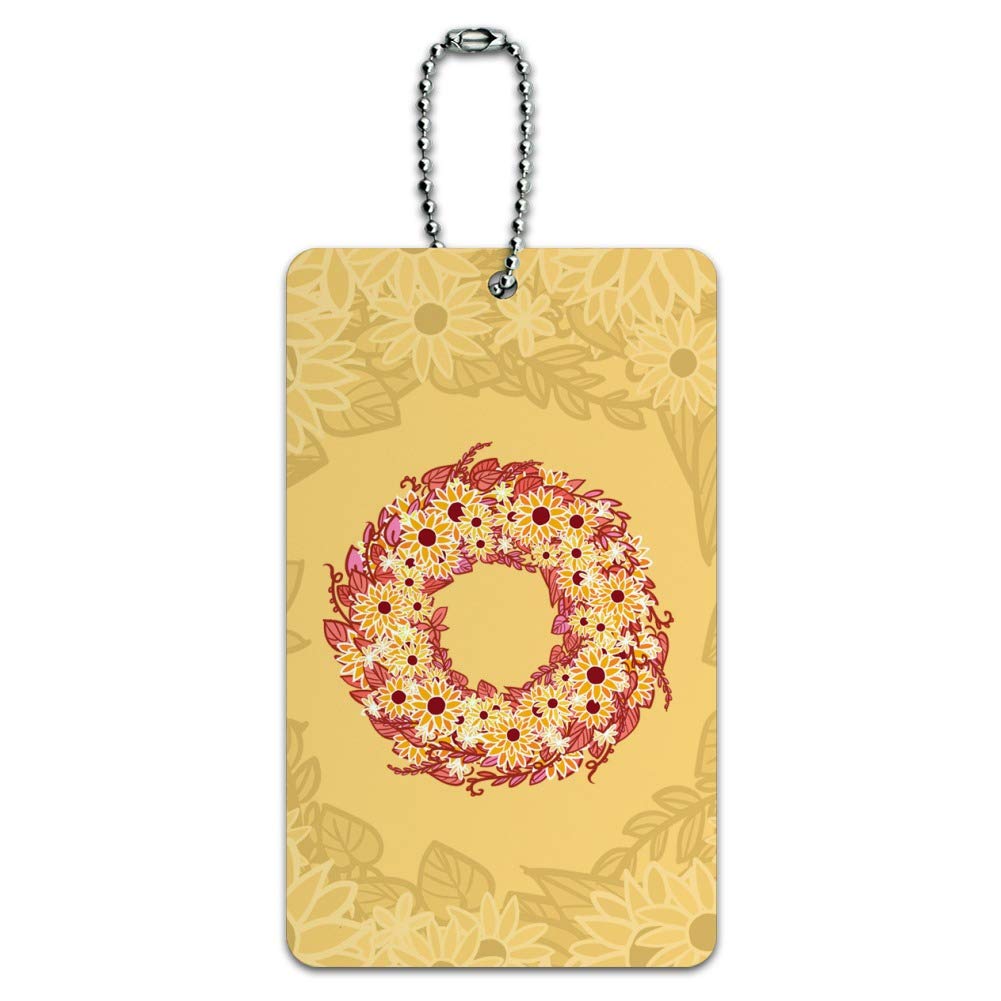 Sunflower Autumn Fall Wreath Luggage Tag - Durable Suitcase ID Card for Carry-On Bags | Perfect for Travel Identification & Seasonal Decor