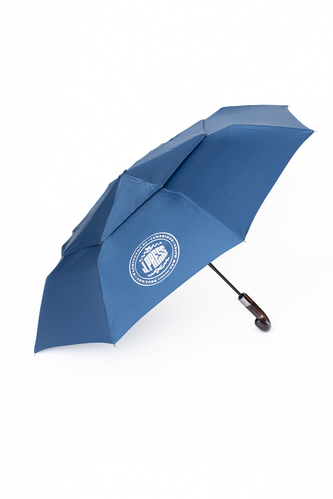 J.Press Navy Blue Umbrella - Classic Waterproof Windproof Compact Travel Umbrella for Men & Women - Perfect for Rainy Days, Commuting, and Outdoor Activities