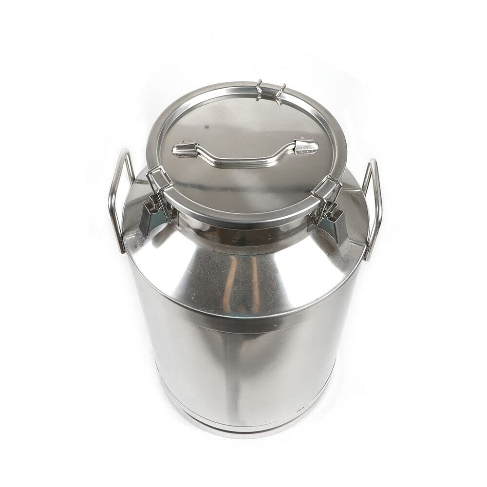 TFCFL 60L/15.8 Gallon Stainless Steel Milk Can - Heavy Duty Food Grade Container for Milk, Wine, Oil Storage with Silicone Seal - Perfect for Dairy Farms, Breweries & Commercial Kitchen Use