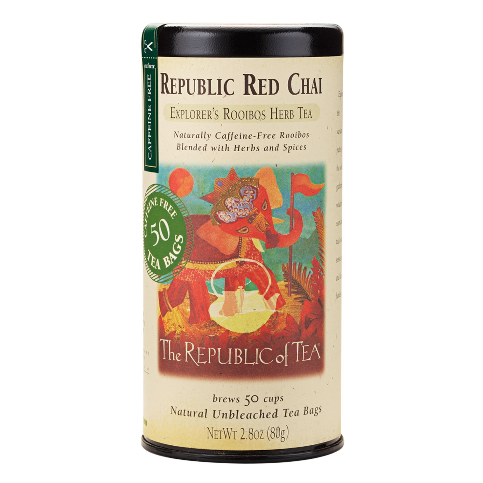 Organic Red Rooibos Chai Herbal Tea Bags - 50 Count Tin | Caffeine-Free South African Tea | Perfect for Relaxation, Afternoon Tea & Gift Giving