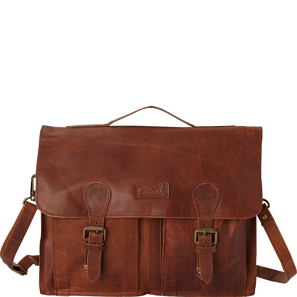 Sharo Genuine Leather Messenger Bag for Laptop - Soft & Durable Business Briefcase (Black) - Perfect for Office, Work, Travel & Daily Commute