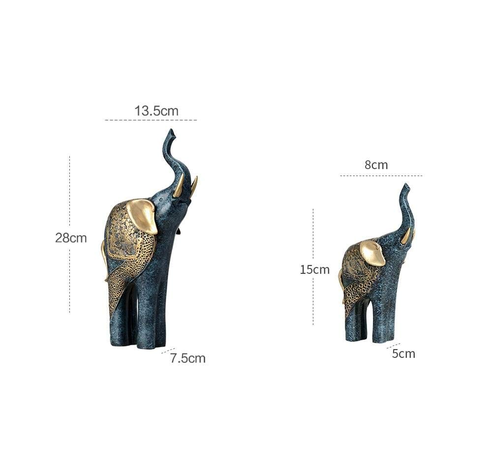 Premium Resin Elephant Statue Sculpture Set - Elegant Home & Wedding Decor, Luxury Figurine Ornaments for Living Room, Office, and Garden Decorations