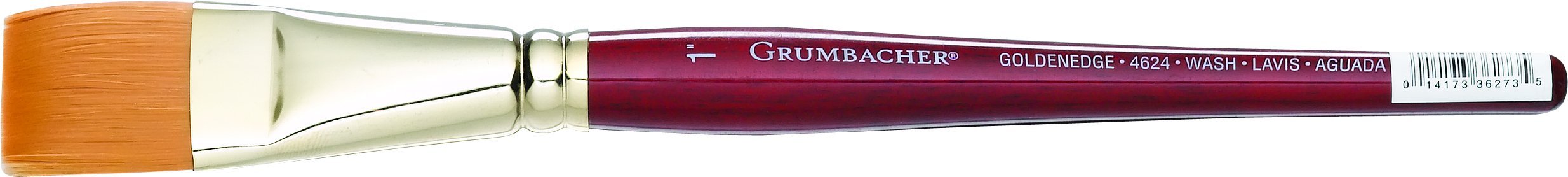 GRUMBACHER Goldenedge Golden Toray Wash Watercolor Brush - 1 Inch Professional Artist Brush for Watercolor Painting, Acrylics & Gouache - Perfect for Canvas, Paper & Fine Art Projects