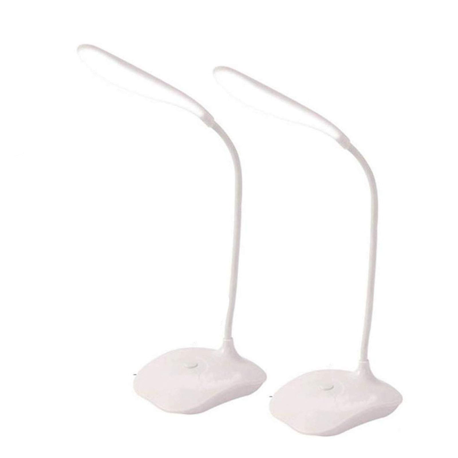 LED Desk Lamp with Flexible Gooseneck - USB & Battery Powered Eye-Caring Table Light for Study, Office, Dorm Room - Portable Reading Light for Nightstand, Bookshelf, or Workstation (2 Pack)