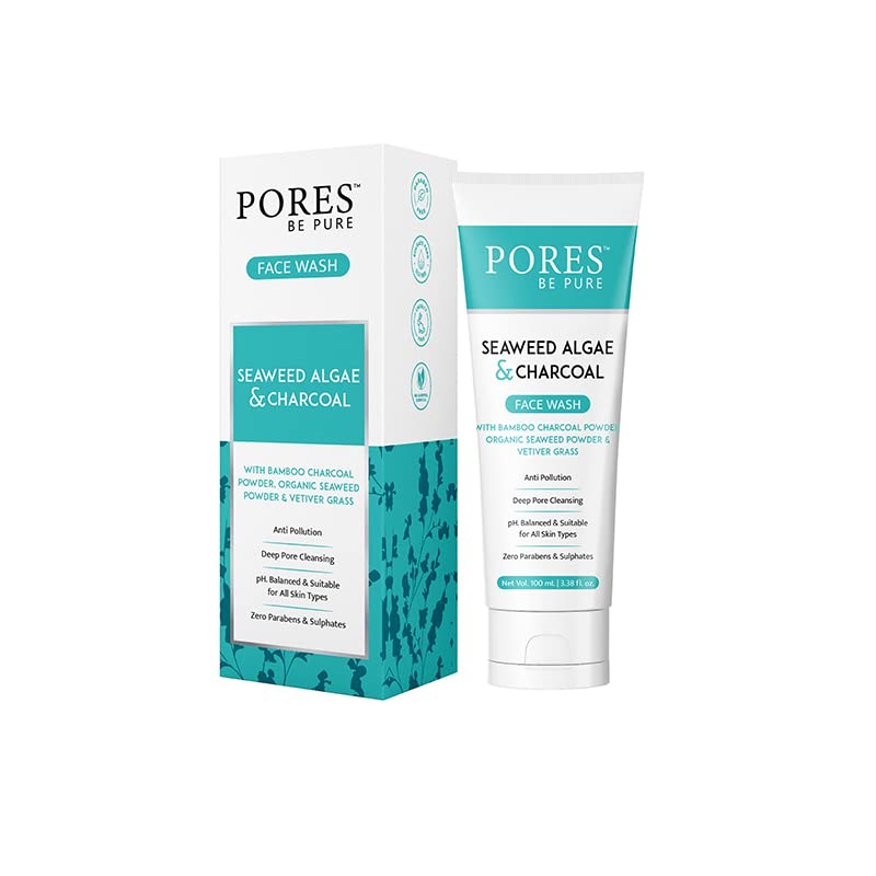 PORES Be Pure Charcoal Face Wash for Men & Women - Deep Pore Cleanser for Oily Skin, Removes Dirt & Impurities | 100mL | Daily Detox & Acne Prevention Skincare Routine